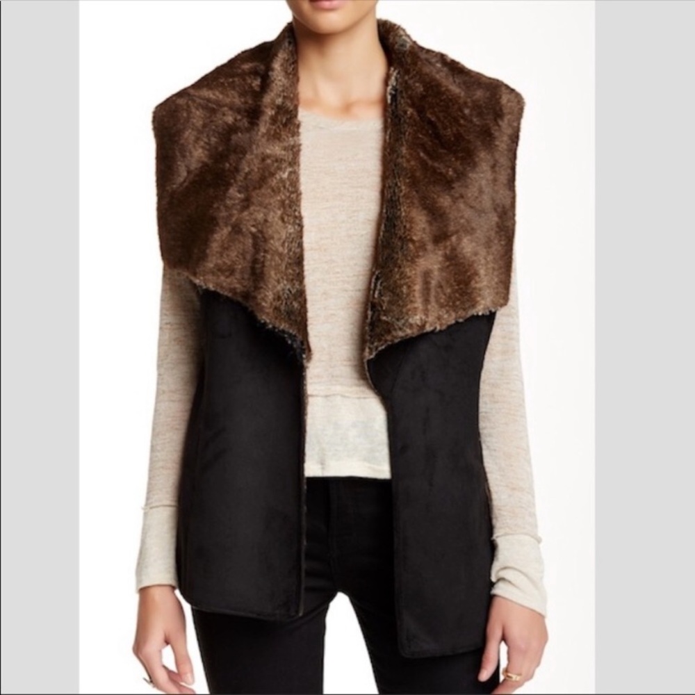 Bagatelle Faux Fur Open Drape Front Vest NWT Large